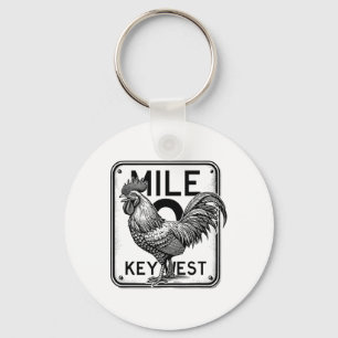 Porte-clés Key West Floride Poulet Rétro Mile 0 Coq Mile