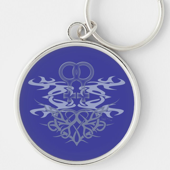 Porte-clés Keychain de coeur tribal lesbienne (Devant)
