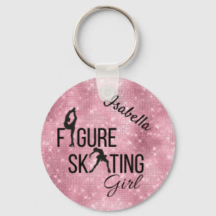 Porte-clés Keychain Figure skating girl pink sparkle glam