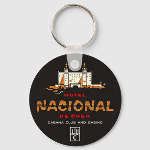 PORTE-CLÉS KEYCHAIN HOTEL NACIONAL DE CUBA VINTAGE AD LABEL