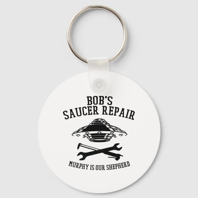Porte-clés keychain with black Bob's Saucer Repair logo (Recto)