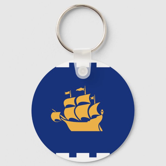 Porte-clés Keychain with Flag of Quebec City, Canada (Recto)