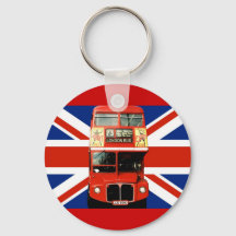 Keyring with Bus and British Flag