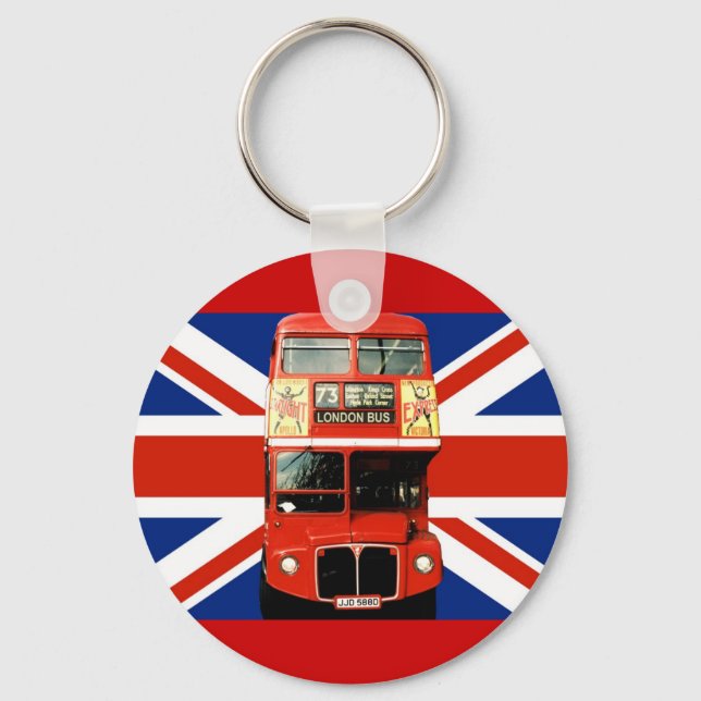 Porte-clés Keyring with Bus and British Flag (Recto)