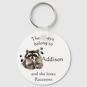 Porte-clés Keys Belong to Custom Name Loves Raccoons