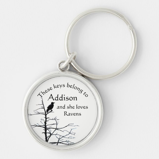 Porte-clés Keys Belong to Custom Name Loves Raven Birds (Devant)