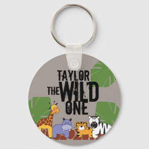 Porte-clés Khaki Brown Wild One Safari Animals Personalized