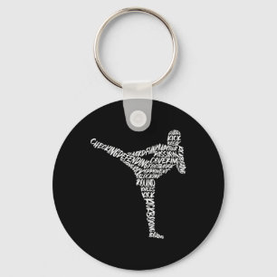 Porte-clés Kickboxer Arts Martiaux Typographie Hommes Enfants