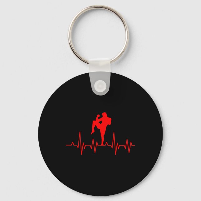 Porte-clés Kickboxing Boxe Thaïlandaise Rythme Cardiaque Muay (Recto)