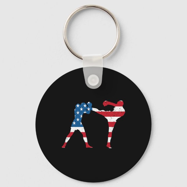 Porte-clés Kickboxing Drapeau Américain  (Recto)