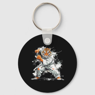 Porte-clés Kickboxing Tigre Aquarelle Arts Martiaux Karaté