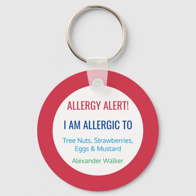 Porte-clés Kids Allergy Alert Personalized Allergic To (Recto)