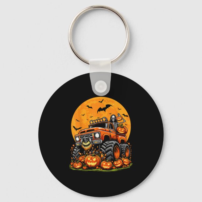 Porte-clés Kids Halloween Monster Truck Skeleton Pumpkin Boys (Recto)