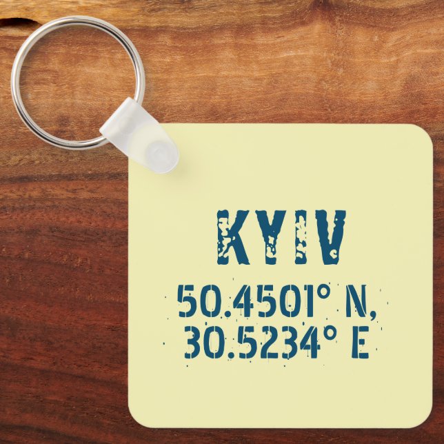 Porte-clés Kiev Ukraine Latitude & Longitude en détresse (Recto)