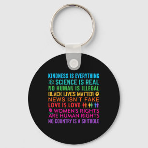 Porte-clés Kindness Black Vit Femen Droits Aimer Science An