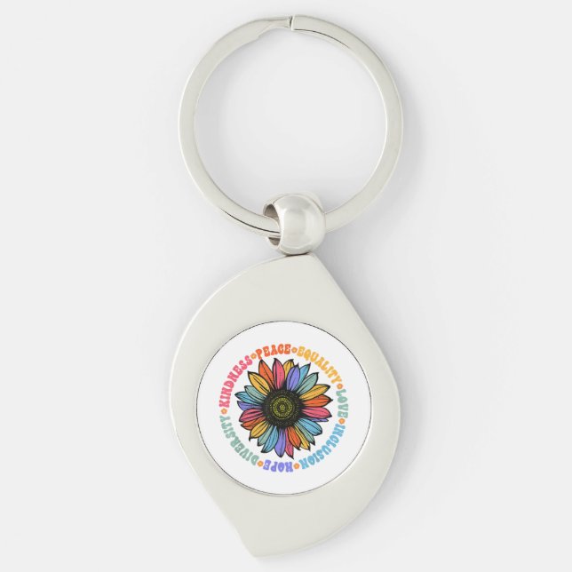 Porte-clés Kindness Peace Equality Love Hope Diversity Human (Devant)
