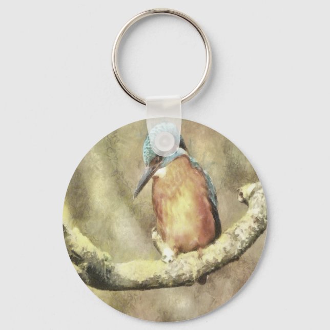Porte-clés Kingfisher Étonnant En Aquarelle (Recto)