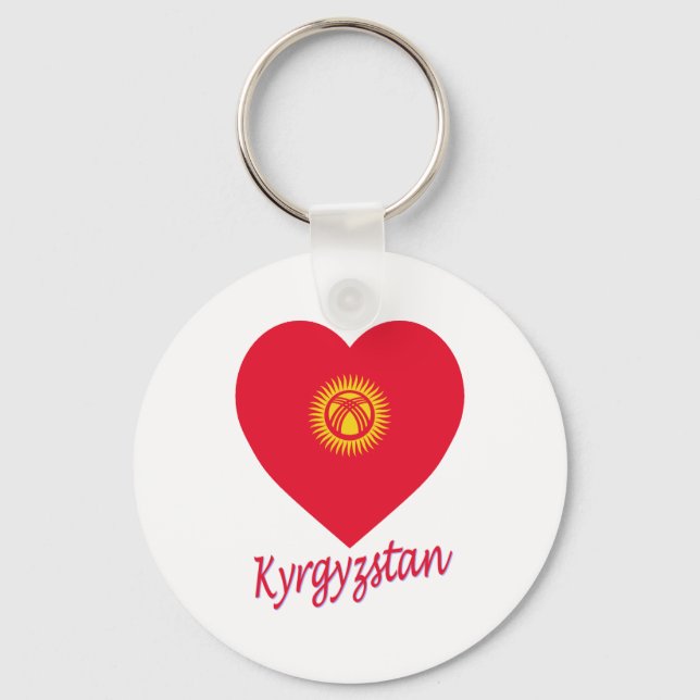 Porte-clés Kirghizistan - Coeur du drapeau (Recto)