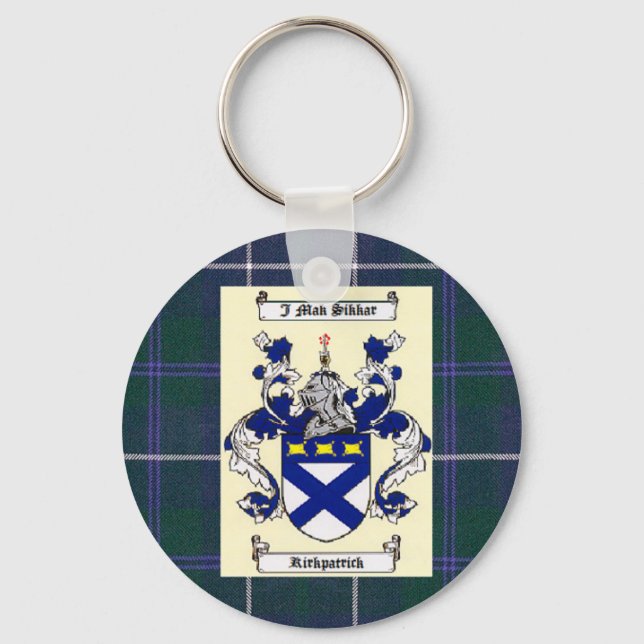 Porte-clés Kirkpatrick Crest sur Douglas Blue Tartan (Recto)
