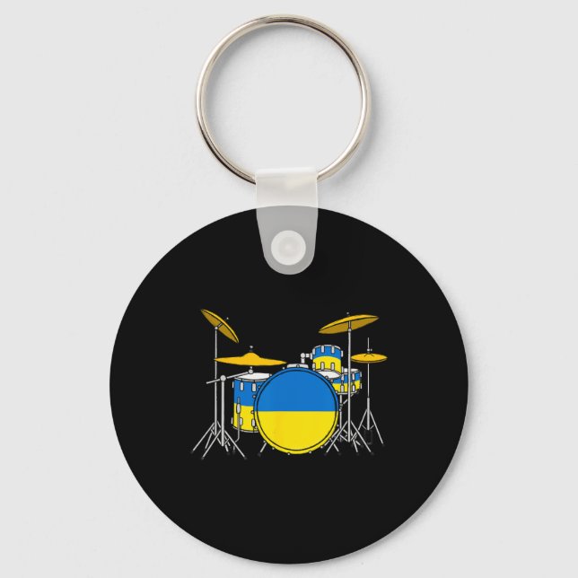 Porte-clés Kit de batterie Drapeau ukrainien Ukraine Batteur  (Recto)