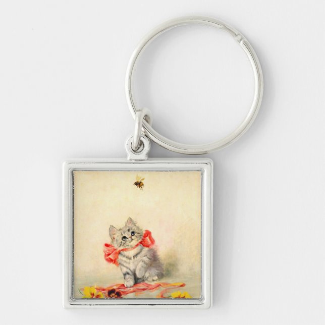 Porte-clés Kitten avec ruban rouge (Devant)