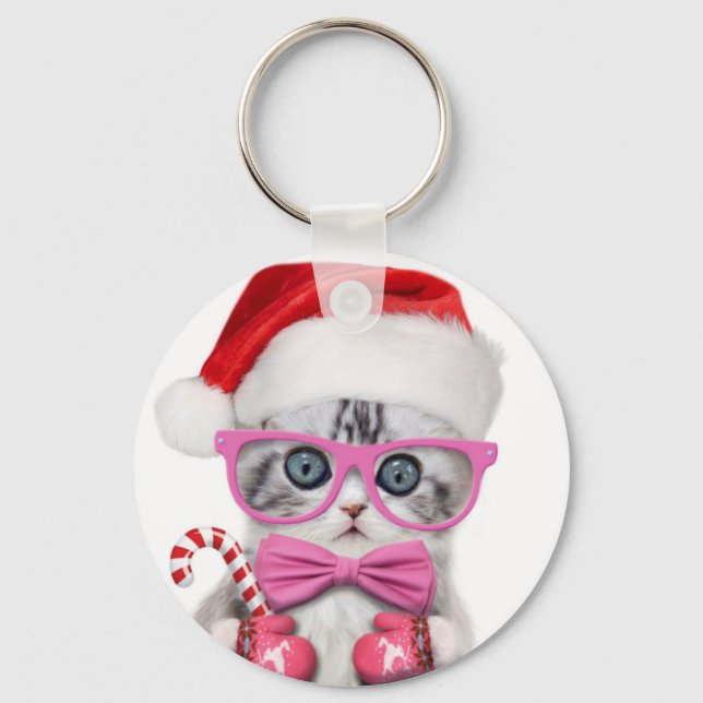 Porte-clés Kitten en casquette de Noël (Recto)