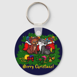 Porte-clés Kitty and Puppy , Happy XMas