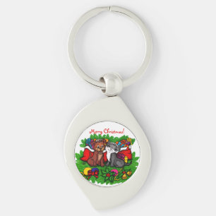 Porte-clés Kitty et chiot, Happy XMas