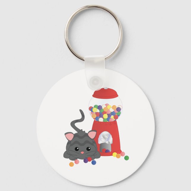 Porte-clés Kitty Jouer avec des Gumballs (Recto)