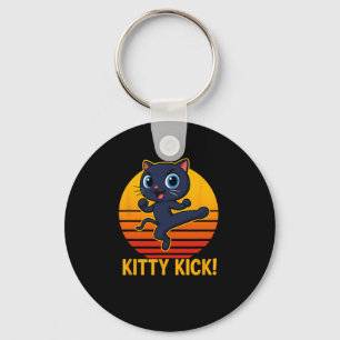 Porte-clés Kitty Kick Karaté Arts Martiaux Chat Rétro Coucher