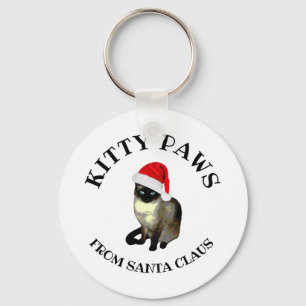 Porte-clés Kitty Paws de Santa Claus Cute Siamese Chat