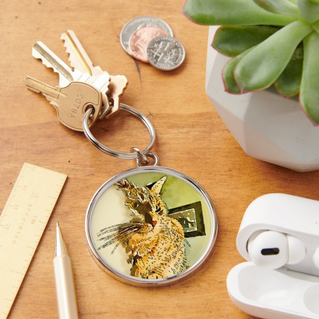 Porte-clés Kitty Whiskers Coeur Nez Aquarelle (Bureau)