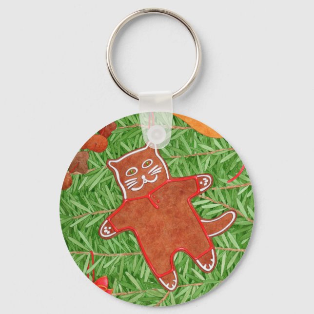 Porte-clés Kitty's Christmas Tree Round Aluminum Keychain (Recto)