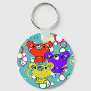 Porte-clés Kittys de dessin sur Cercles colorés Porte - clé