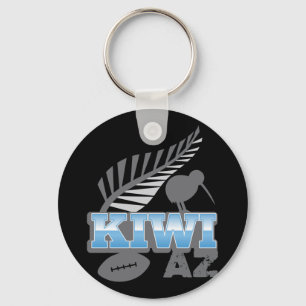 Porte-clés KIWI AZ rugby à oiseau et fougère argentée Nouvell