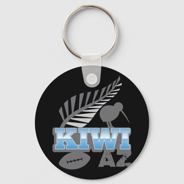 Porte-clés KIWI AZ rugby à oiseau et fougère argentée Nouvell (Recto)