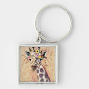 Porte-clés Klimt Giraffe   Orné De Fleurs