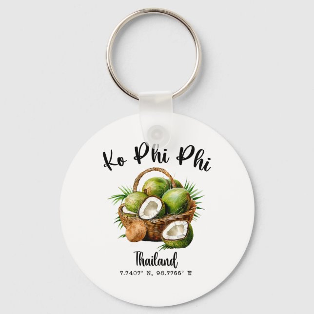 Porte-clés Ko Phi Phi Cocotier Thaïlande Tropical Koh Île Gp (Recto)