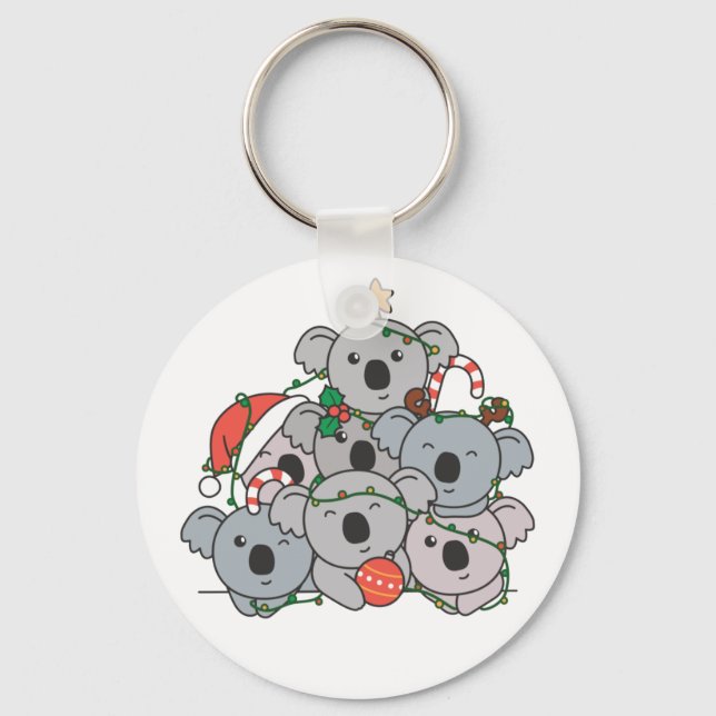 Porte-clés Koala Christmas Tree Drôle animal Noël Keycha (Recto)