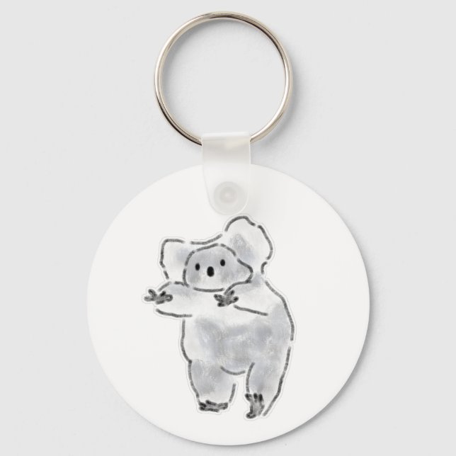 Porte-clés Koala Gris Fluffy Tend Les Bras (Recto)