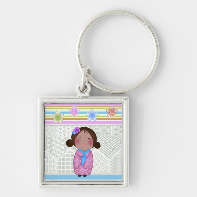 Porte-clés kokeshi sakura (Devant)