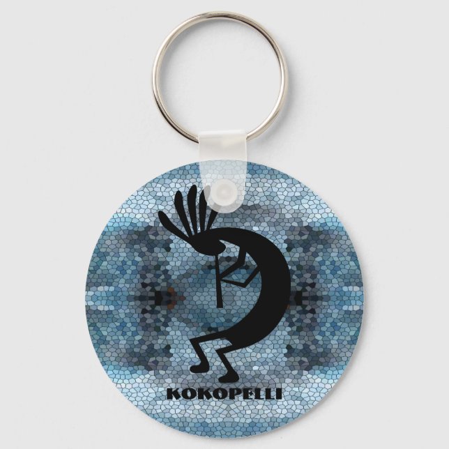 Porte-clés Kokopelli Desert Mosaic Blue (Recto)
