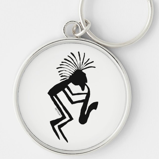 Porte-clés Kokopelli Saxaphone Player Petroglyph (Devant)