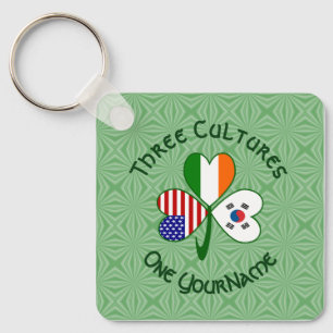 Porte-clés Korea (South) Ireland USA Flags Shamrock Your Name