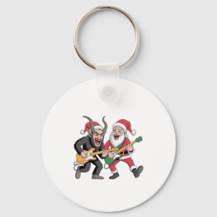 Porte-clés Krampus et Santa Jouant de la Guitare Électrique N