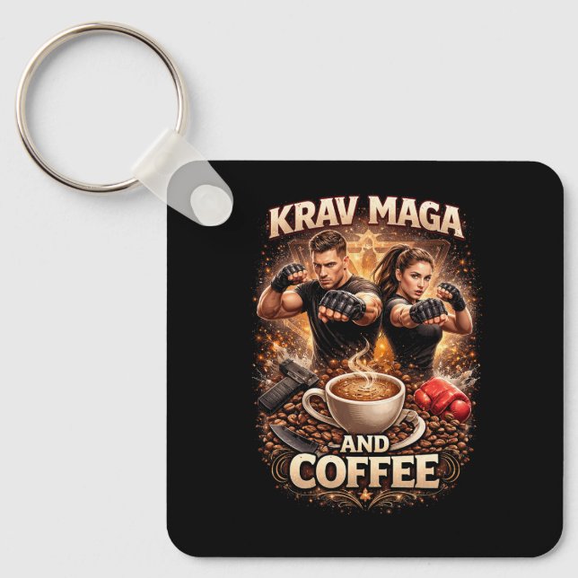 Porte-clés Krav Maga et Café (Recto)