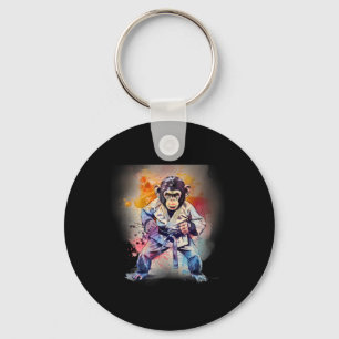 Porte-clés Kung Fu singe aquarelle kickboxing Mma singe Lo