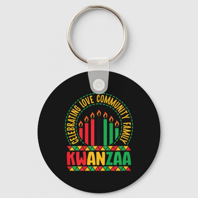 Porte-clés Kwanzaa - Celebrating Love Community &amp; Family (Recto)