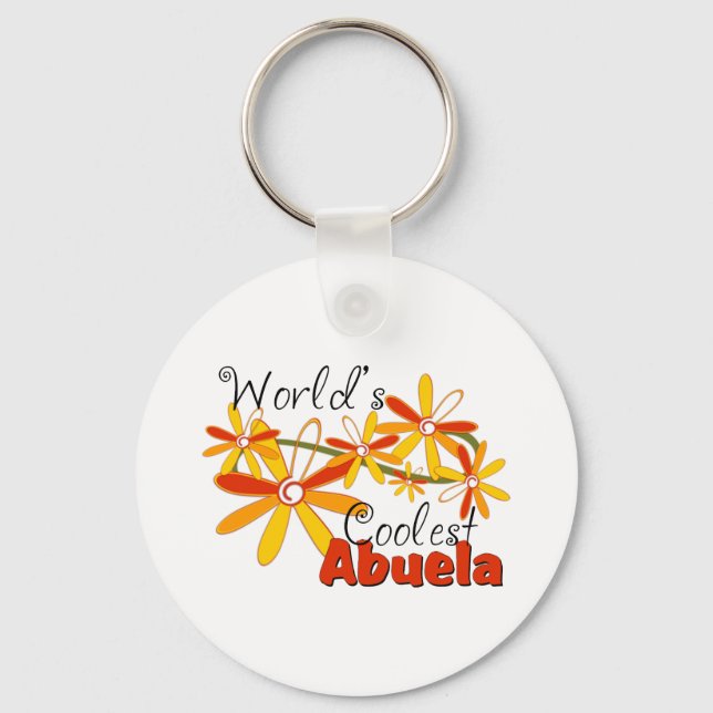 Porte-clés La Abuela la plus cool du monde floral (Recto)
