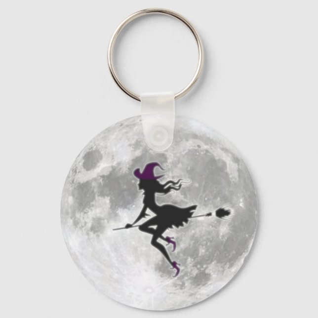 Porte-clés La belle sorcière devant la lune (Recto)